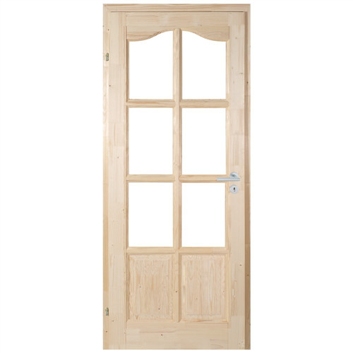 Íves 90x210 fa üvegezhető fa beltéri ajtó P12 bal