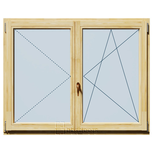 DT68 150x120 Középenfelnyíló Bukó-Nyíló fa ablak jobb
