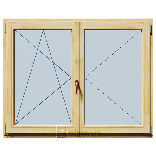DT68 150x120 Középenfelnyíló Bukó-Nyíló fa ablak bal