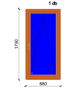 DT78 H5 Prémium 78 90x180 Bukó-Nyíló fa erkélyajtó, jobb, 3 rétegű üveg