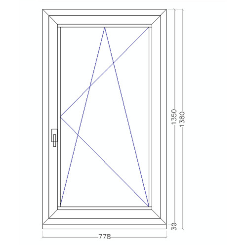 LINEAR 77,8x135 bukó-nyíló műanyag ablak jobb 2 rétegű üveg